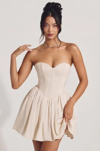 Emeline Korsett-Tüll-Minikleid in Elfenbein