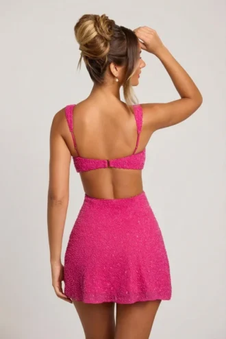 Emilion verziertes Minikleid mit Cut-outs in Fuchsia