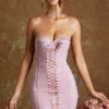 Emira Bandeau-Mikro-Minikleid mit Schnürung in Mauve