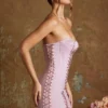 Emira Bandeau-Mikro-Minikleid mit Schnürung in Mauve