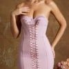 Emira Bandeau-Mikro-Minikleid mit Schnürung in Mauve