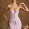 Emira Bandeau-Mikro-Minikleid mit Schnürung in Mauve