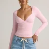 Emry Modal-Langarm-Oberteil mit Rüschen in Babyrosa Emry Modal-Langarm-Oberteil mit Rüschen in Babyrosa