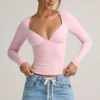 Emry Modal-Langarm-Oberteil mit Rüschen in Babyrosa Emry Modal-Langarm-Oberteil mit Rüschen in Babyrosa