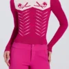 Eng anliegendes Langarm-Oberteil aus Strick in Magenta-Pink Eng anliegendes Langarm-Oberteil aus Strick in Magenta-Pink
