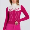 Eng anliegendes Langarm-Oberteil aus Strick in Magenta-Pink Eng anliegendes Langarm-Oberteil aus Strick in Magenta-Pink