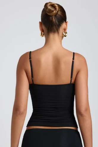 Esme Modal-Oberteil mit Rüschen und Lagenlook in Schwarz