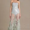 Estella verziertes Tüll-Korsettkleid in Salbeigrün