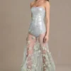 Estella verziertes Tüll-Korsettkleid in Salbeigrün