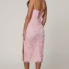 Eudora Schnürkorsett-Midaxi-Kleid mit Schlitz in Zartrosa