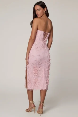Eudora Schnürkorsett-Midaxi-Kleid mit Schlitz in Zartrosa