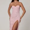 Eudora Schnürkorsett-Midaxi-Kleid mit Schlitz in Zartrosa