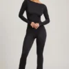 Eulalie Jumpsuit aus geschmeidigem Jersey mit Schleifendetail in Schwarz