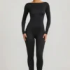 Eulalie Jumpsuit aus geschmeidigem Jersey mit Schleifendetail in Schwarz