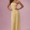 Evelina Jersey-Trägerloses Abendkleid in Buttergelb