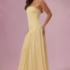 Evelina Jersey-Trägerloses Abendkleid in Buttergelb