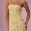 Evelina Jersey-Trägerloses Abendkleid in Buttergelb
