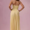 Evelina Jersey-Trägerloses Abendkleid in Buttergelb
