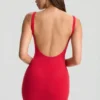 Evie Bodycon-Minikleid mit tiefem Rückenausschnitt in Kirschrot