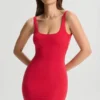 Evie Bodycon-Minikleid mit tiefem Rückenausschnitt in Kirschrot