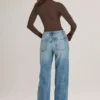 Faedra-Jeans mit geradem Bein und Kordelzug in Mid Wash Faedra-Jeans mit geradem Bein und Kordelzug in Mid Wash