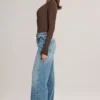 Faedra-Jeans mit geradem Bein und Kordelzug in Mid Wash Faedra-Jeans mit geradem Bein und Kordelzug in Mid Wash
