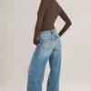 Faedra-Jeans mit geradem Bein und Kordelzug in Mid Wash Faedra-Jeans mit geradem Bein und Kordelzug in Mid Wash