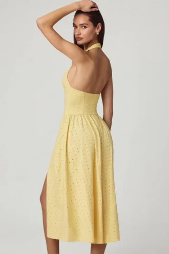 Farrah Modal-Camisole-Top mit Broderie Anglaise in Zitronengelb