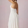 Farrah Modal-Midaxi-Kleid mit Broderie Anglaise und Neckholder in Weiß