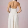 Farrah Modal-Midaxi-Kleid mit Broderie Anglaise und Neckholder in Weiß