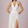 Farrah Modal-Midaxi-Kleid mit Broderie Anglaise und Neckholder in Weiß