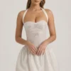 Felicity Minikleid mit Neckholder und ausgestellter Säume in Elfenbein