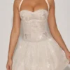 Felicity Minikleid mit Neckholder und ausgestellter Säume in Elfenbein