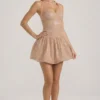 Felicity Minikleid mit verziertem Neckholder und Bubble-Saum in Mandel