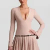 Fiorella Langarm-Minikleid mit Falten in Mushroom Fiorella Langarm-Minikleid mit Falten in Mushroom