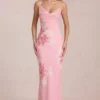 Fioren Chiffon-Maxikleid mit rosa Blumenprint Fioren Chiffon-Maxikleid mit rosa Blumenprint