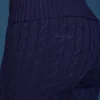 Flared-Hose mit Umschlag und Zopfmuster in Marineblau Flared-Hose mit Umschlag und Zopfmuster in Marineblau