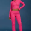 Flared-Hose mit Umschlag und Zopfmuster in Pink Flared-Hose mit Umschlag und Zopfmuster in Pink