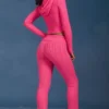 Flared-Hose mit Umschlag und Zopfmuster in Pink Flared-Hose mit Umschlag und Zopfmuster in Pink