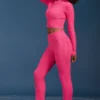 Flared-Hose mit Umschlag und Zopfmuster in Pink Flared-Hose mit Umschlag und Zopfmuster in Pink