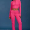 Flared-Hose mit Umschlag und Zopfmuster in Pink Flared-Hose mit Umschlag und Zopfmuster in Pink