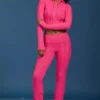 Flared-Hose mit Umschlag und Zopfmuster in Pink Flared-Hose mit Umschlag und Zopfmuster in Pink