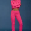 Flared-Hose mit Umschlag und Zopfmuster in Pink Flared-Hose mit Umschlag und Zopfmuster in Pink