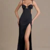 Fleurine Satin-Bralette-Kleid mit Verzierungen in Schwarz