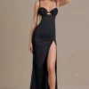 Fleurine Satin-Bralette-Kleid mit Verzierungen in Schwarz