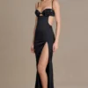 Fleurine Satin-Bralette-Kleid mit Verzierungen in Schwarz