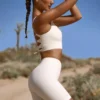 FlexiRib-Bikershorts mit hoher Taille in Elfenbein