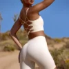 FlexiRib-Bikershorts mit hoher Taille in Elfenbein