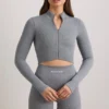 FlexiRib-Cropped-Jacke in Grau meliert FlexiRib-Cropped-Jacke in Grau meliert