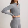 FlexiRib-Cropped-Jacke in Grau meliert FlexiRib-Cropped-Jacke in Grau meliert